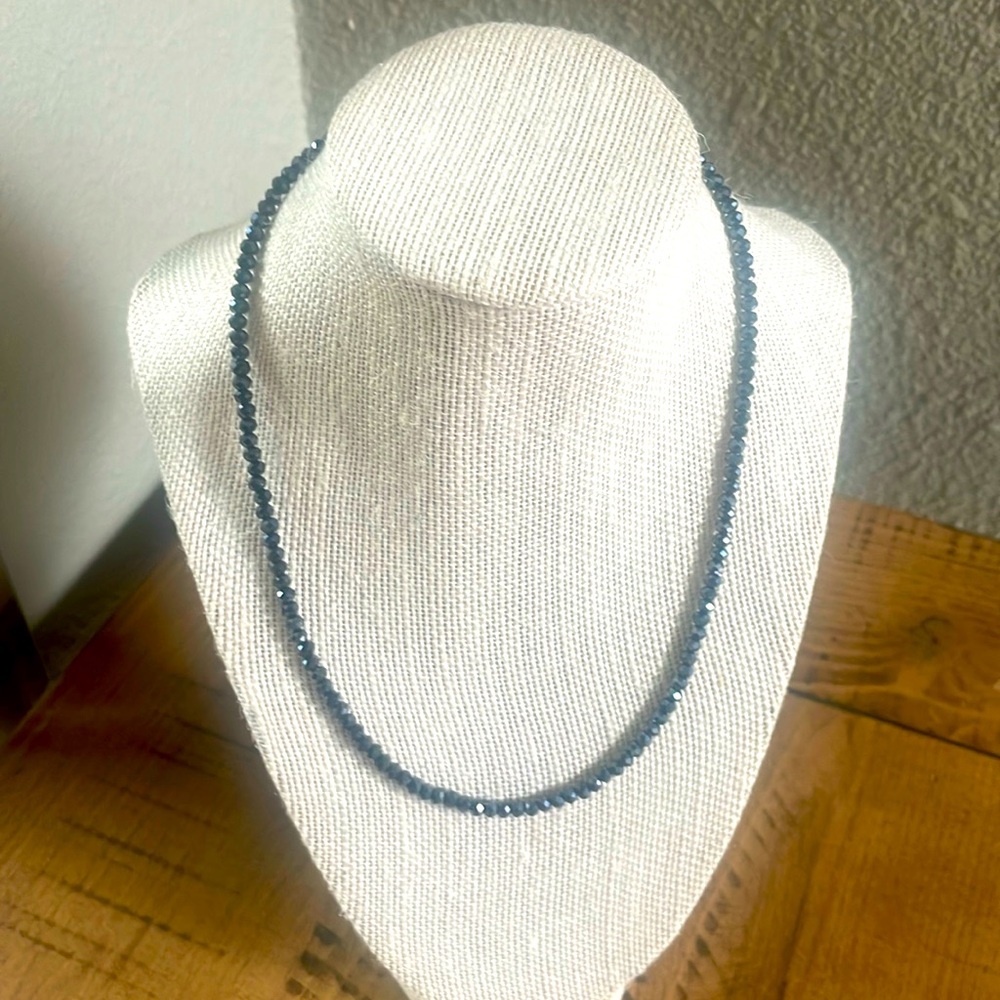 Blue/black Crystal necklace in size 17”